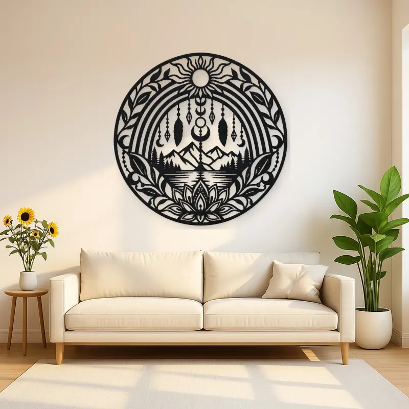 Boho Rainbow Arch Metal Wall Art | Modern Abstract Metal Decor