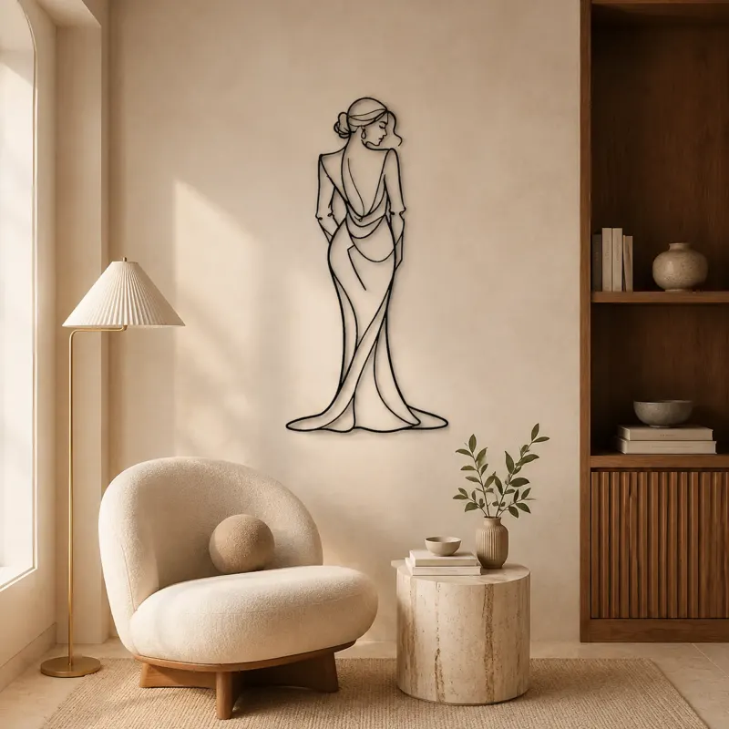 Sleek Gown Backline Metal Wall Art | Fashion Figure Wall Decor - lifestyle view 5