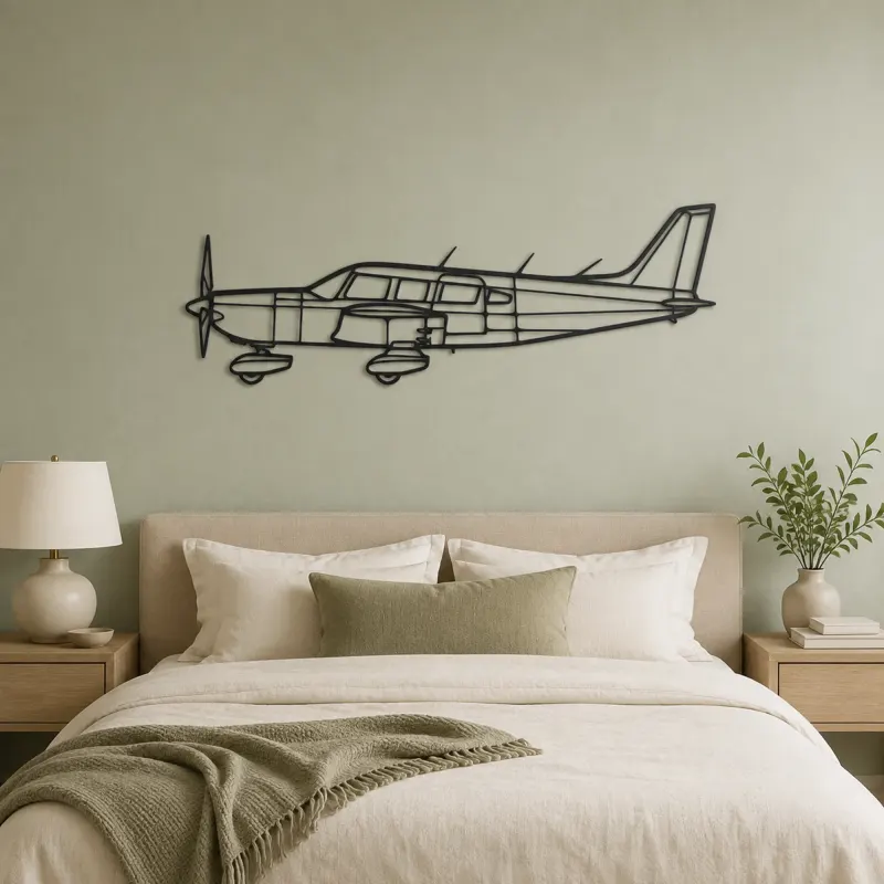 Saratoga PA-32 Airplane Silhouette Metal Wall Art, Metal Aircraft Silhouette, Aviation Wall Decor, Aviator Decor - lifestyle view 2
