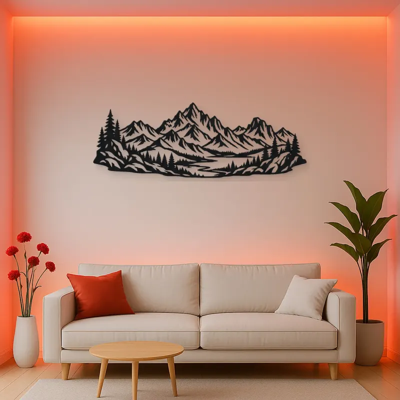Rocky Ridge Panorama Metal Wall Art | Nature Silhouette Decor