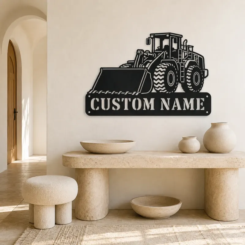 Personalized Large Wheel Loader Front Bucket Metal Wall Art - lifestyle view 3