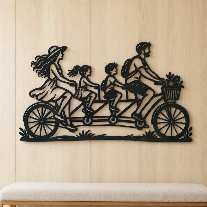 Family Bicycle Ride Metal Wall Art | Family Silhouette Decor - lifestyle view 5