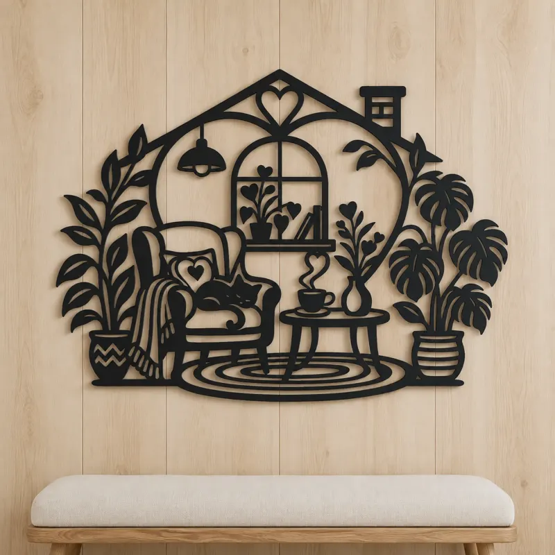 Home Sweet Heart Symbol Metal Wall Art | Cozy Home Metal Decor - lifestyle view 5