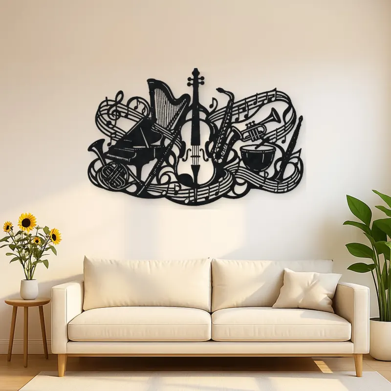 Orchestra Instrument Fusion Metal Wall Art | Music Room Wall Decor