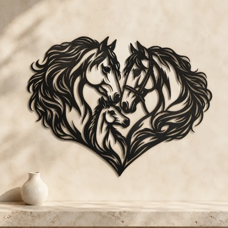 Horse Heart Profiles Metal Wall Art | Equestrian Wall Decor - lifestyle view 3