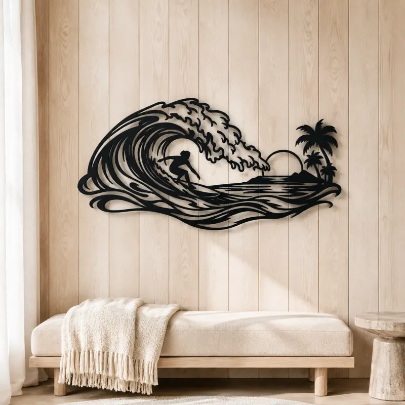 Surfer on the Curl Metal Wall Art | Coastal and Nautical Wall Decor - lifestyle view 5