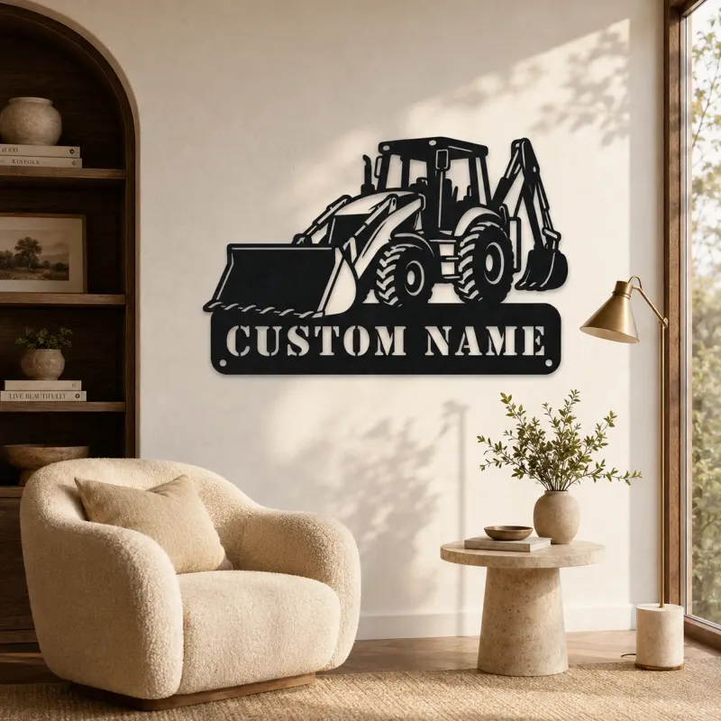Personalized Backhoe Loader Front and Rear Bucket Metal Wall Art - lifestyle view 5