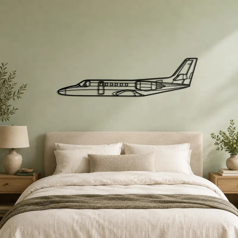 Citation II Airplane Silhouette Metal Wall Art, Metal Aircraft Silhouette, Aviation Wall Decor, Aviator Decor - lifestyle view 2