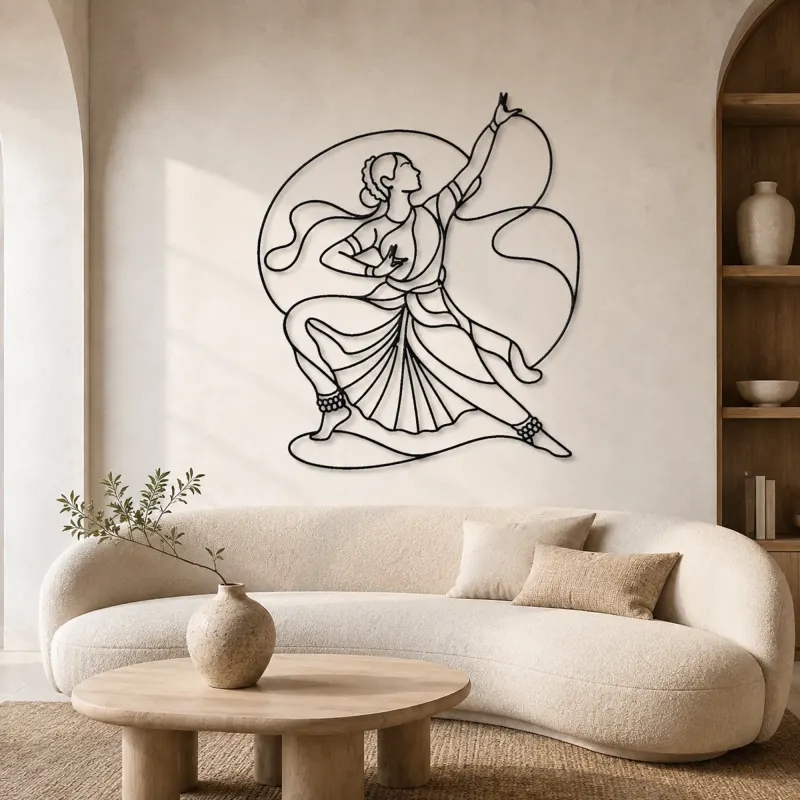 Bharatanatyam Pose Metal Wall Art | Dance Silhouette Wall Decor - lifestyle view 3