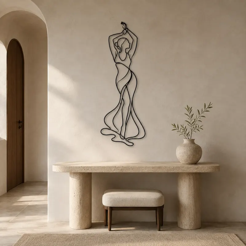 Raised Arms Figure Metal Wall Art | Feminine Figure Wall Decor - lifestyle view 3
