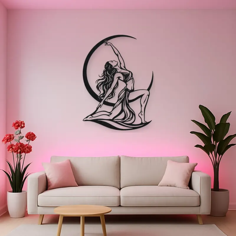 Moon Salutation Metal Wall Art | Movement Silhouette Decor