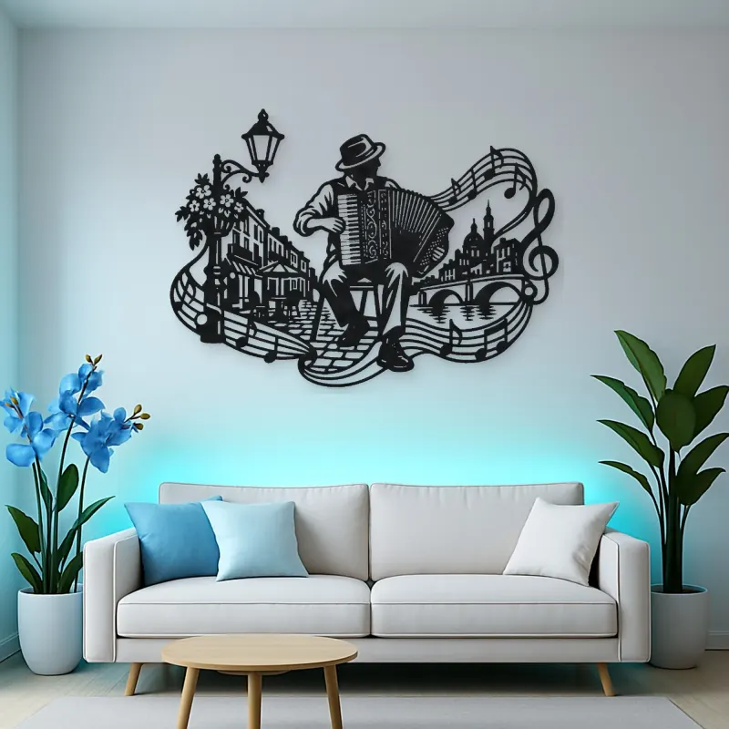 Accordion Street Music Metal Wall Art | Music Room Wall Decor