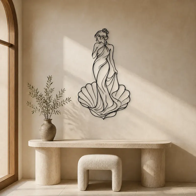 Venus Shell Pose Metal Wall Art | Classical Figure Wall Decor - lifestyle view 3