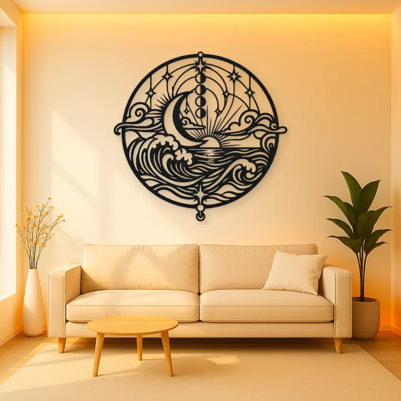 Moon and Ocean Metal Wall Art | Coastal and Nautical Wall Decor
