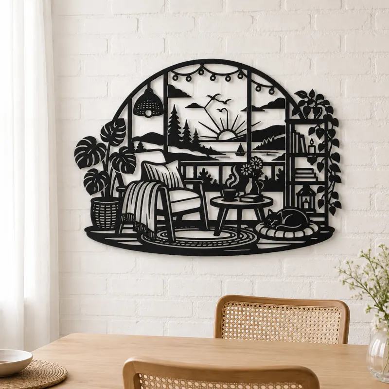 Cozy Home Horizon Metal Wall Art | Nature Silhouette Decor - lifestyle view 4