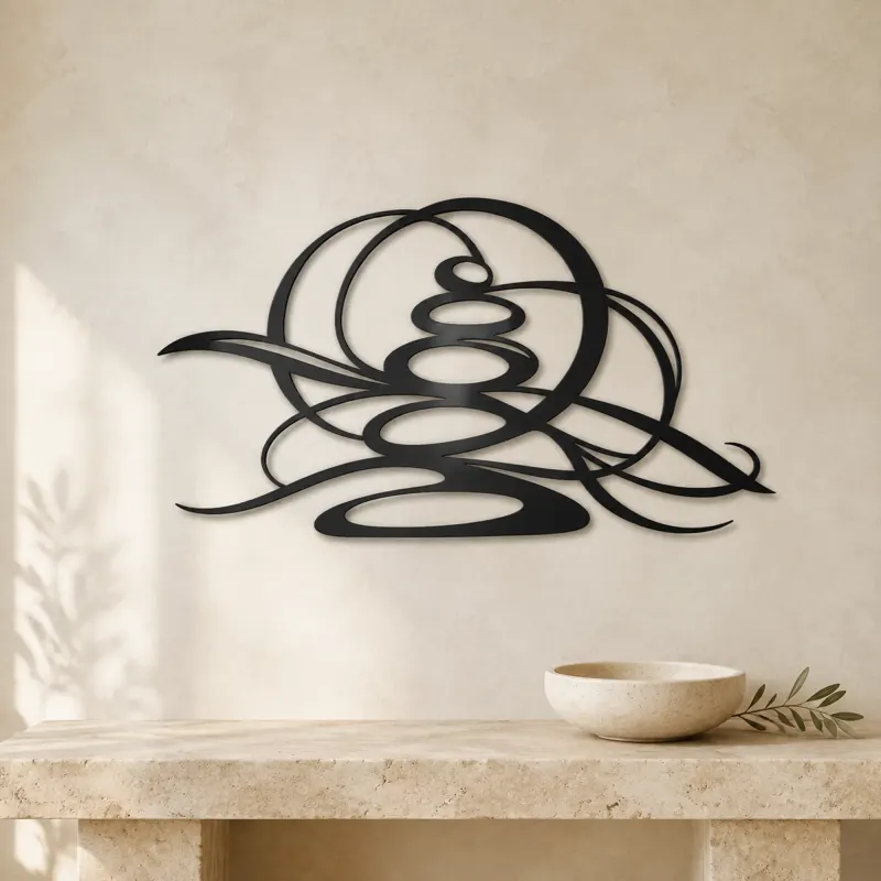 Zen Stone Arcs Metal Wall Art | Modern Abstract Metal Decor - lifestyle view 3