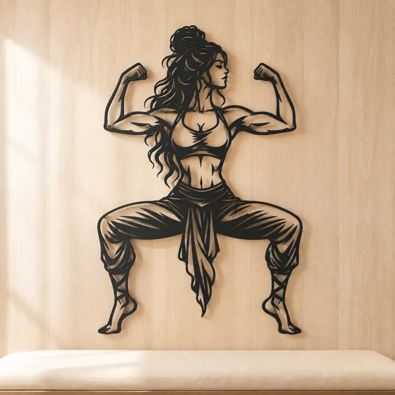 Goddess Pose Strength Metal Wall Art | Movement Silhouette Decor - lifestyle view 5