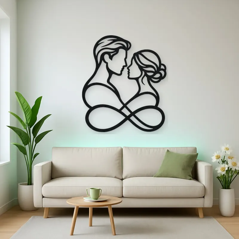 Intertwined Profiles Metal Wall Art | Romantic Couple Decor