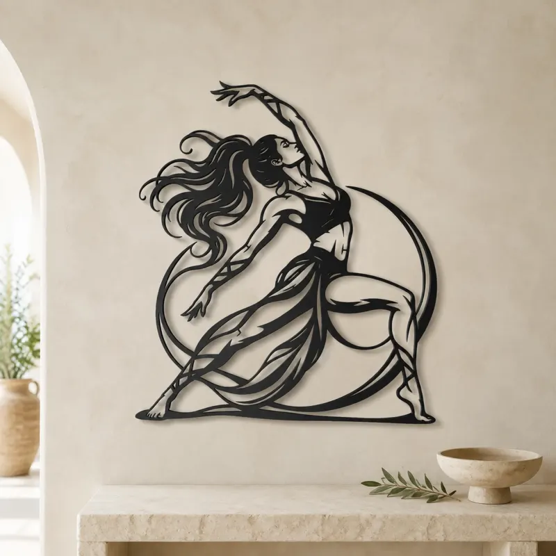 Warrior Flow Metal Wall Art | Movement Silhouette Decor - lifestyle view 3