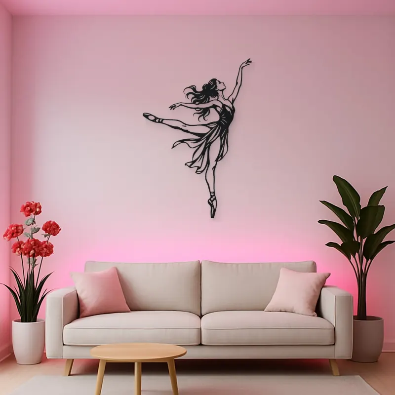 Graceful Arabesque Metal Wall Art | Movement Silhouette Decor