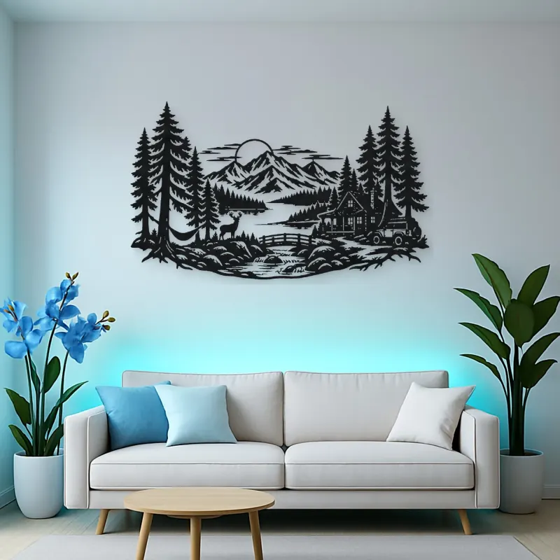 Endless Evergreen Horizon Metal Wall Art | Nature Silhouette Decor