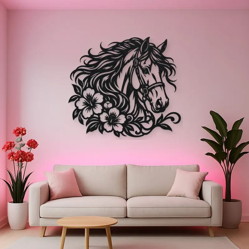 Horse Head Floral Metal Wall Art | Equestrian Wall Decor