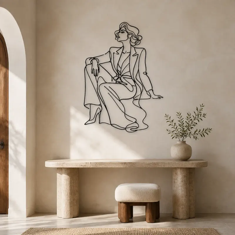 Seated Runway Muse Metal Wall Art | Fashion Figure Wall Decor - lifestyle view 3