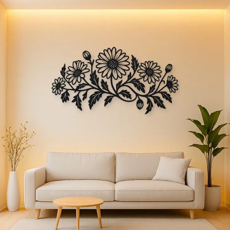Daisy Chain Metal Wall Art | Botanical Metal Wall Decor