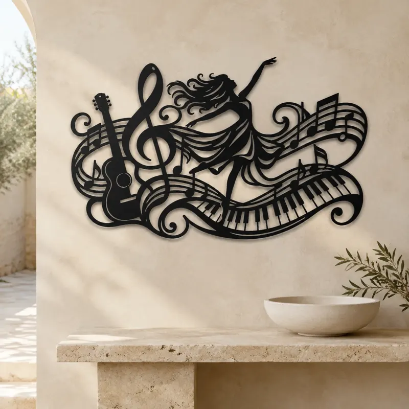 Dancing Treble Flow Metal Wall Art | Music Room Wall Decor - lifestyle view 3