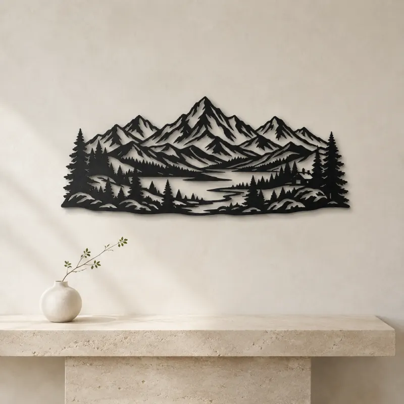 Snowcap Serenity Metal Wall Art | Modern Abstract Metal Decor - lifestyle view 3