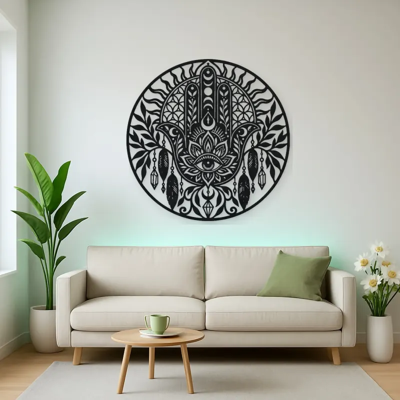Protection Hand Metal Wall Art | Spiritual Boho Metal Decor