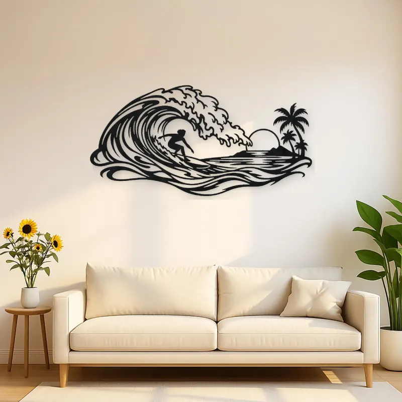Surfer on the Curl Metal Wall Art | Coastal and Nautical Wall Decor