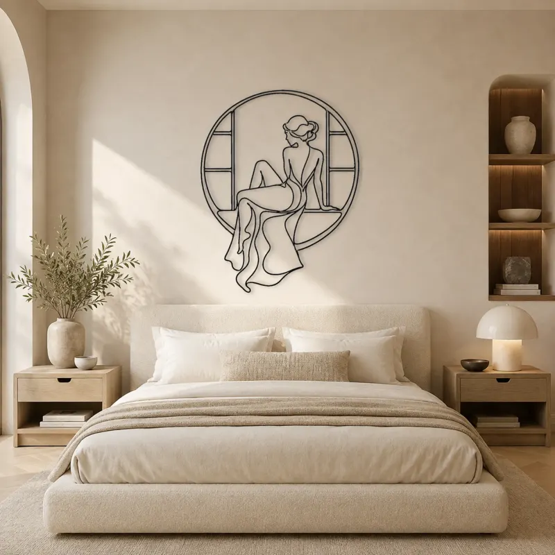 Quiet Window Muse Metal Wall Art | Feminine Figure Wall Decor - lifestyle view 2