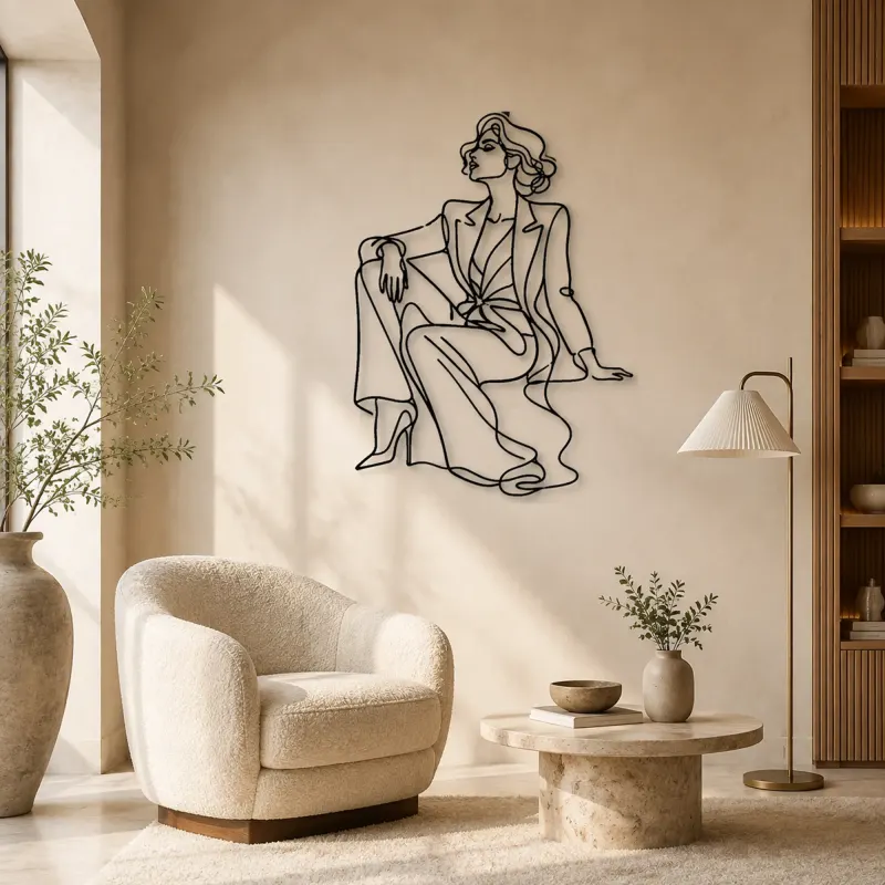 Seated Runway Muse Metal Wall Art | Fashion Figure Wall Decor - lifestyle view 5