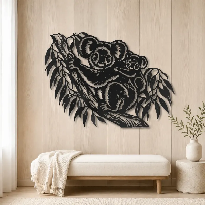 Koala Eucalyptus Metal Wall Art | Wildlife Silhouette Decor - lifestyle view 5