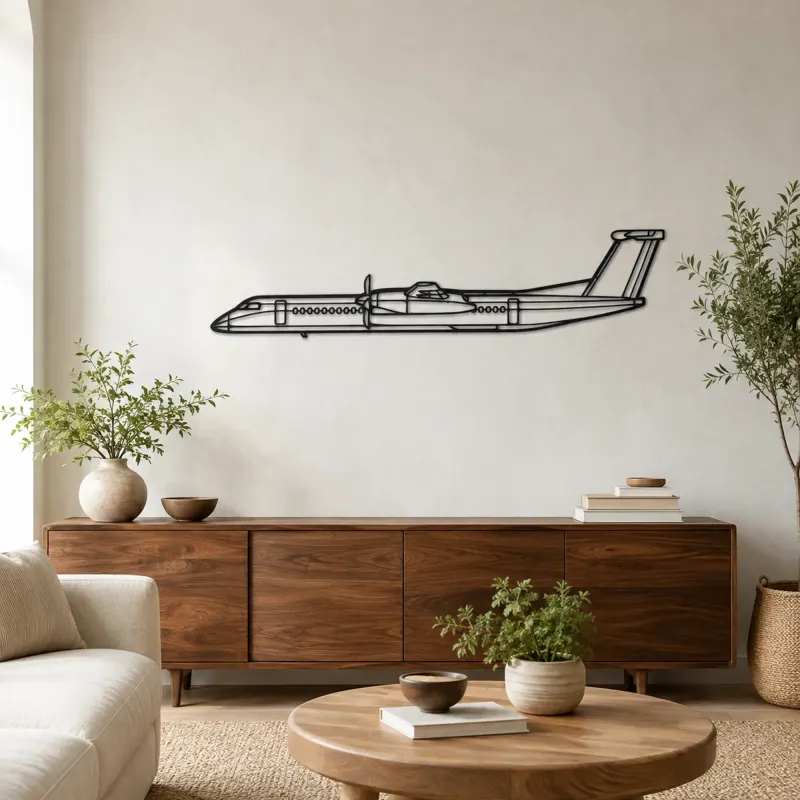 Silhouette d'avion Dash 8 Q400 en métal, Décoration murale aéronautique