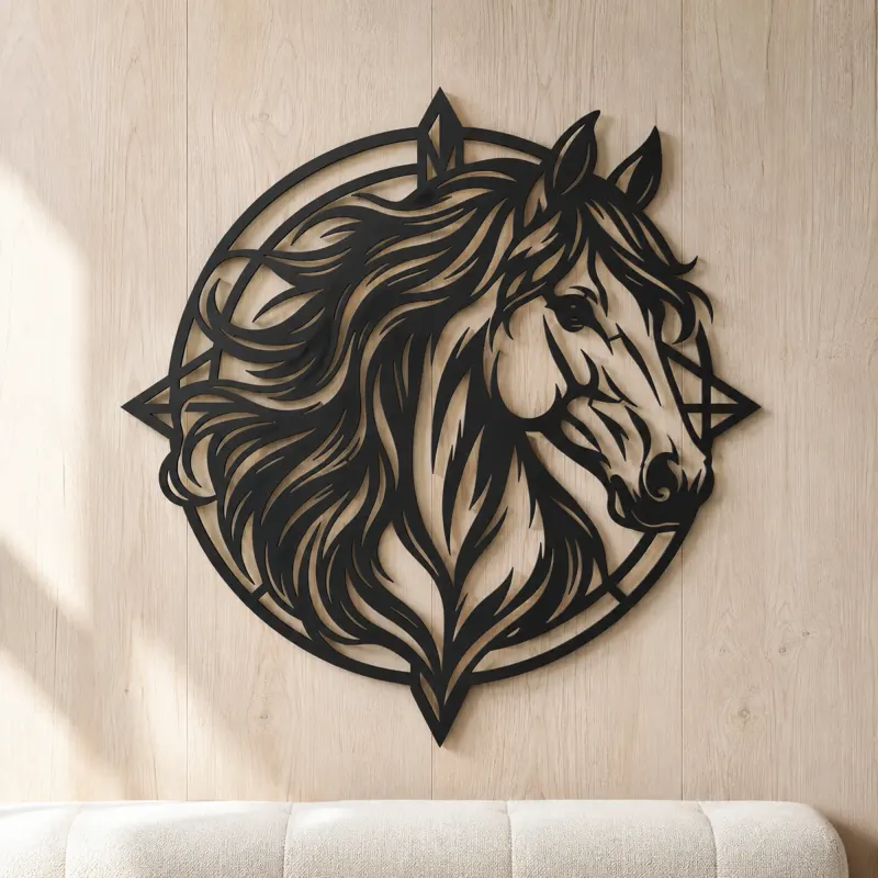 Horse Head Geometric Metal Wall Art | Equestrian Wall Decor - lifestyle view 5