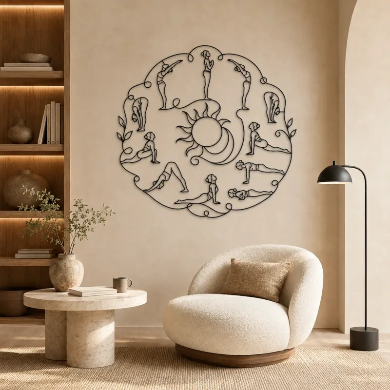 Sun Salutation Flow Metal Wall Art | Yoga and Meditation Wall Decor - lifestyle view 5