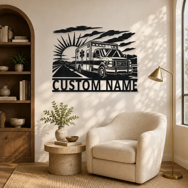 Personalized Sunrise Ambulance Highway Metal Wall Art - lifestyle view 5
