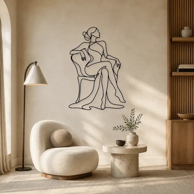 Poised Chair Muse Metal Wall Art | Fashion Figure Wall Decor - lifestyle view 5