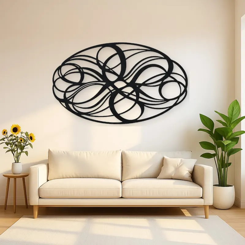 Woven Oval Network Metal Wall Art | Modern Abstract Metal Decor