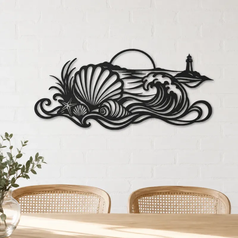 Shell and Tide Metal Wall Art | Coastal and Nautical Wall Decor - lifestyle view 4