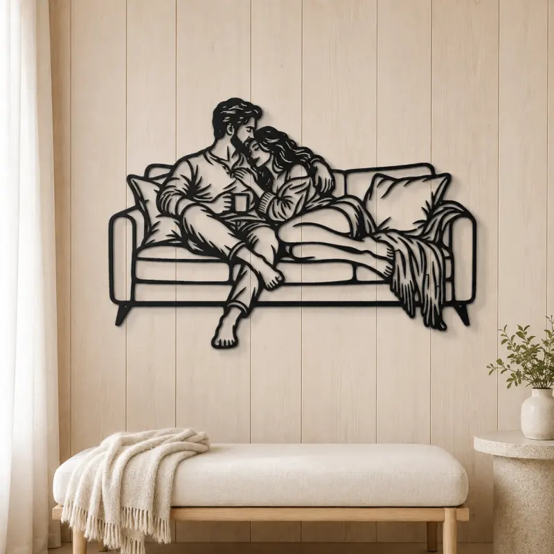 Cozy Sofa Couple Metal Wall Art | Romantic Couple Decor - lifestyle view 5