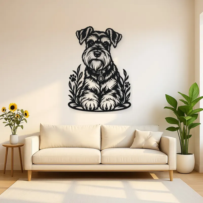 Schnauzer Portrait Metal Wall Art | Pet Lover Silhouette Decor