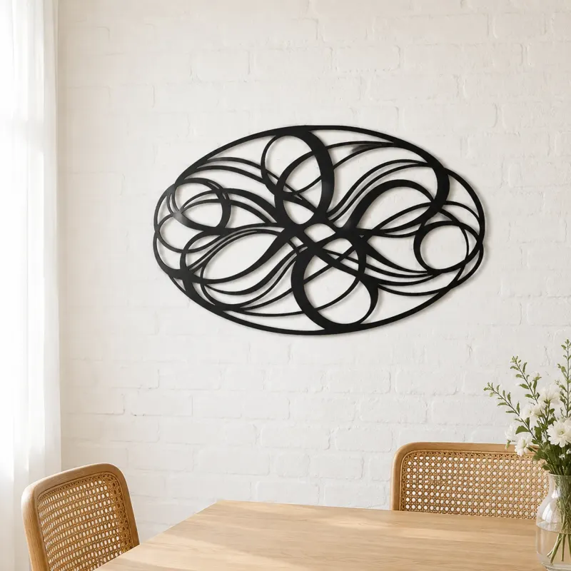 Woven Oval Network Metal Wall Art | Modern Abstract Metal Decor - lifestyle view 4