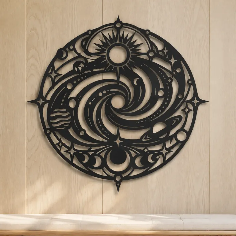 Galaxy Spiral Emblem Metal Wall Art | Celestial Boho Wall Decor - lifestyle view 5