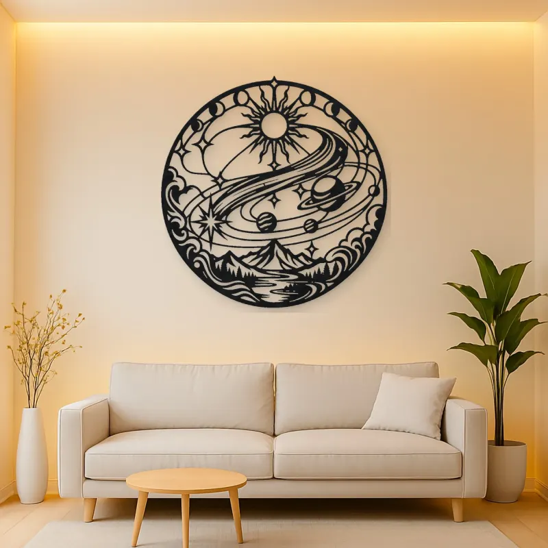 Comet Trail Curve Metal Wall Art | Nature Silhouette Decor