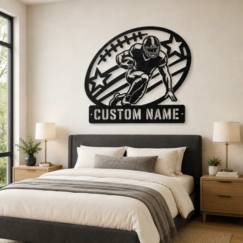 Personalized Running Back Stars and Stripes Metal Wall Art - lifestyle view 2