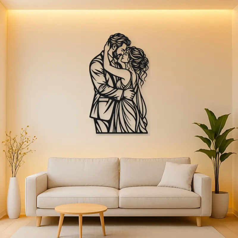 Anniversary Embrace Metal Wall Art | Romantic Couple Decor