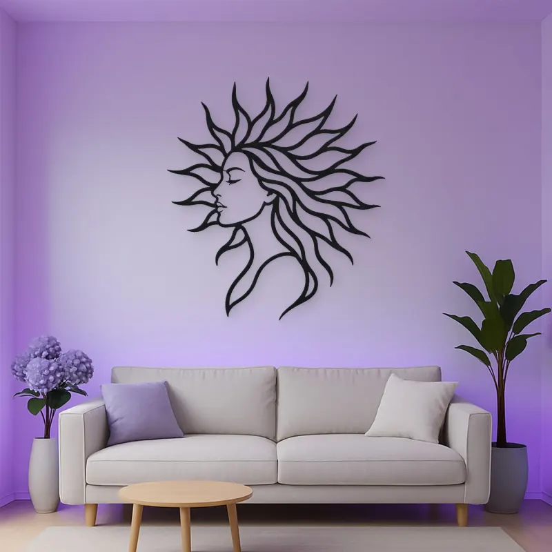 Sunray Hair Muse Metal Wall Art | Minimalist Woman Line Art